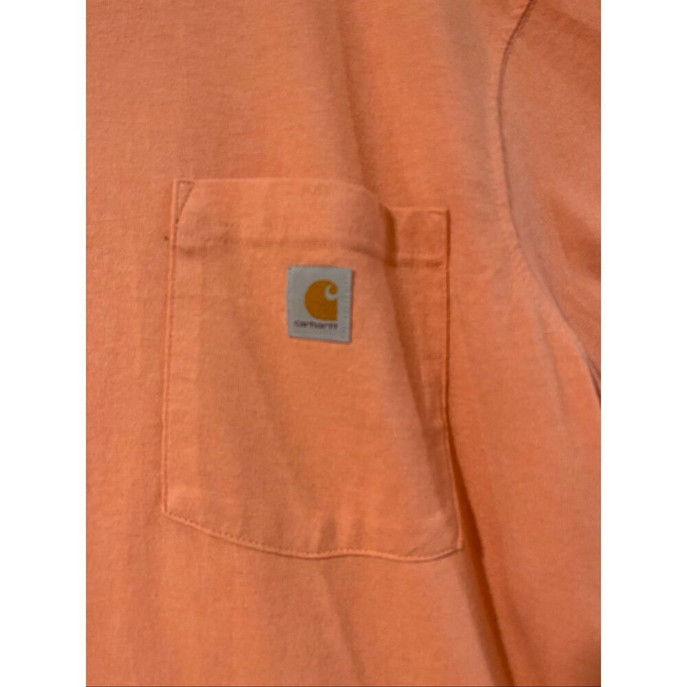 Carhartt Pocket T-Shirt 2X Loose Fit Orange Workwear Logo Tee Mens - Picture 6 of 9